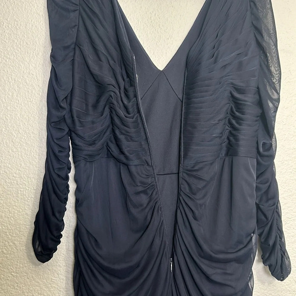 Adrianna Papell Women’s Size 14 Navy Blue Ruched 3/4 Sleeve Long Maxi Dress - Picture 5 of 16